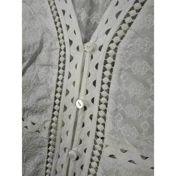 Veronica Beard Womens Mini Dress XL Daeja White Geometric Lace‎ Button Up NEW